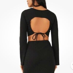 FREE PEOPLE Black Kendra Lace Crop Top Long Sleeveless Goth Gothic Whimsical‎ 0